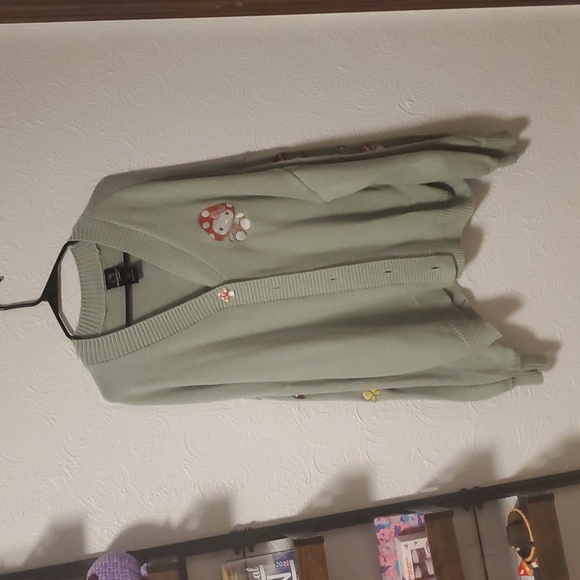 Hello Kitty Sage Green Mushroom Sweater - Picture 3 of 4